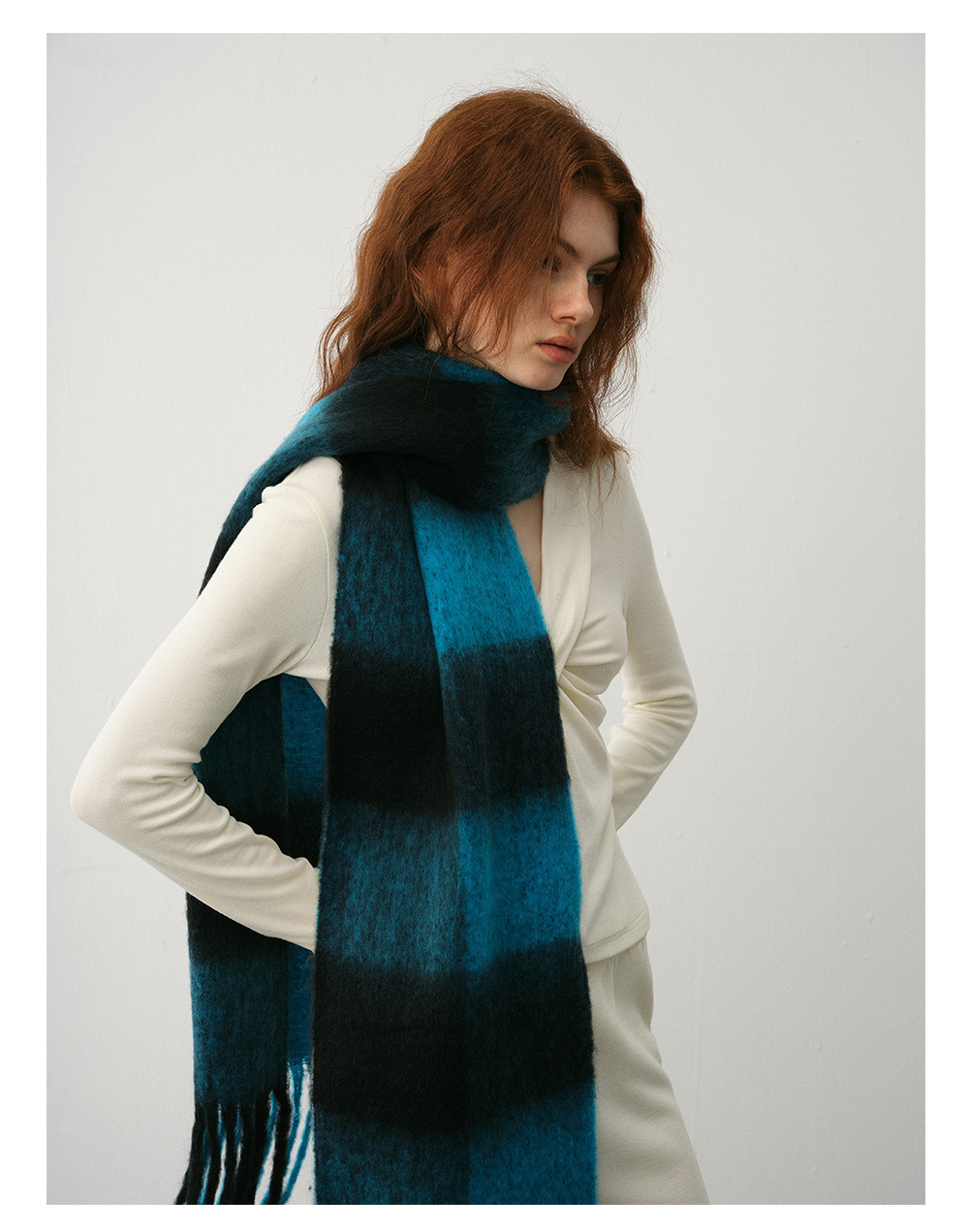 Designer's Nische Erweiterter Fransenschal Schachbrett Schachbrett Kaschmirschal Damen Winterambiente Schal_voghion.com