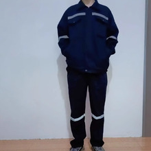 中国船舶中核集团工地全纯棉工作服套装反光藏青蓝色工矿电焊工装