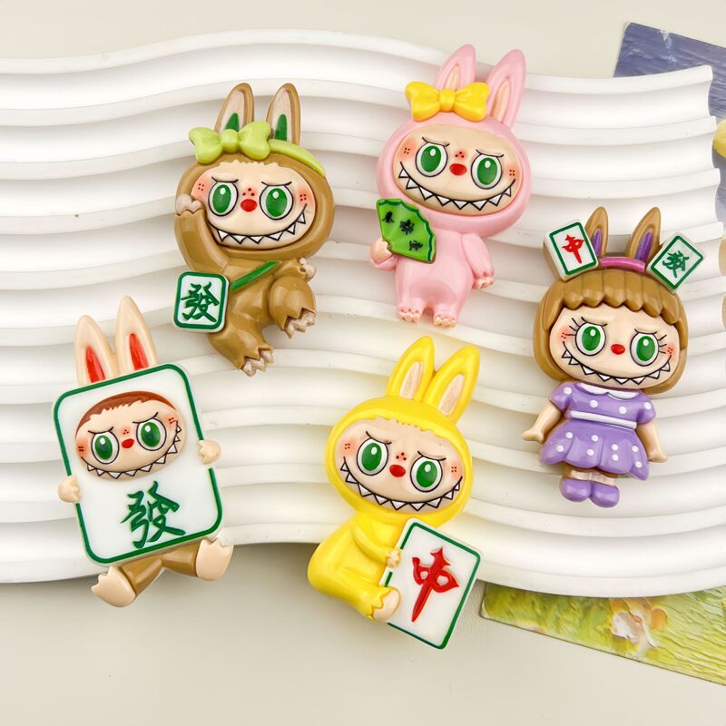 Large Glossy Mahjong Doll DIY Resin Accessories Cream Glue Handmade Hairpin Refrigerator Magnet Mobile Phone Case Decoration Batch