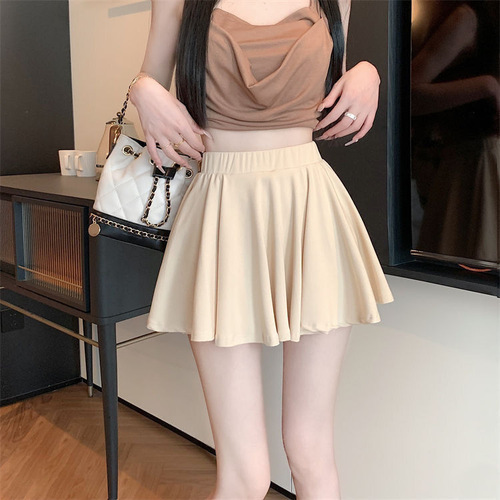 Skirt for women, small half skirt, high-waist anti-exposure a-line culottes, ballet skirt