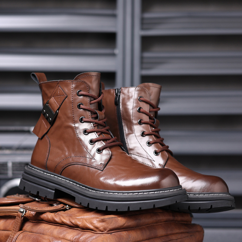 Invierno de los hombres de algodón acolchado zapatos Martin botas de los hombres de cuero genuino de piel de vaca forrado de lana caliente botas de los hombres del todo-fósforo de moda botas de monos botas