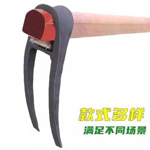 Two-tooth hoe digging field hoe three-tooth hoe agricultural all-steel rake steel rake rake digging soil farming field turning home fork hoe