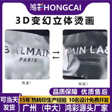 跨境t恤潮流字母图案3D烫画男装女装高弹耐洗复古logo变幻烫图