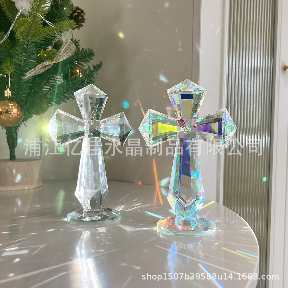 Fábrica directa iglesia transfronteriza boda regalos de Navidad decoración del hogar artesanía de cristal adornos de cruz de cristal
