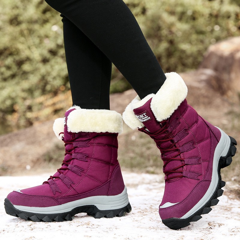 2025 nuevas botas de nieve de invierno transfronterizas para mujeres calientes y terciopelo grueso al noreste zapatos de algodón de esquí al aire libre tamaño grande