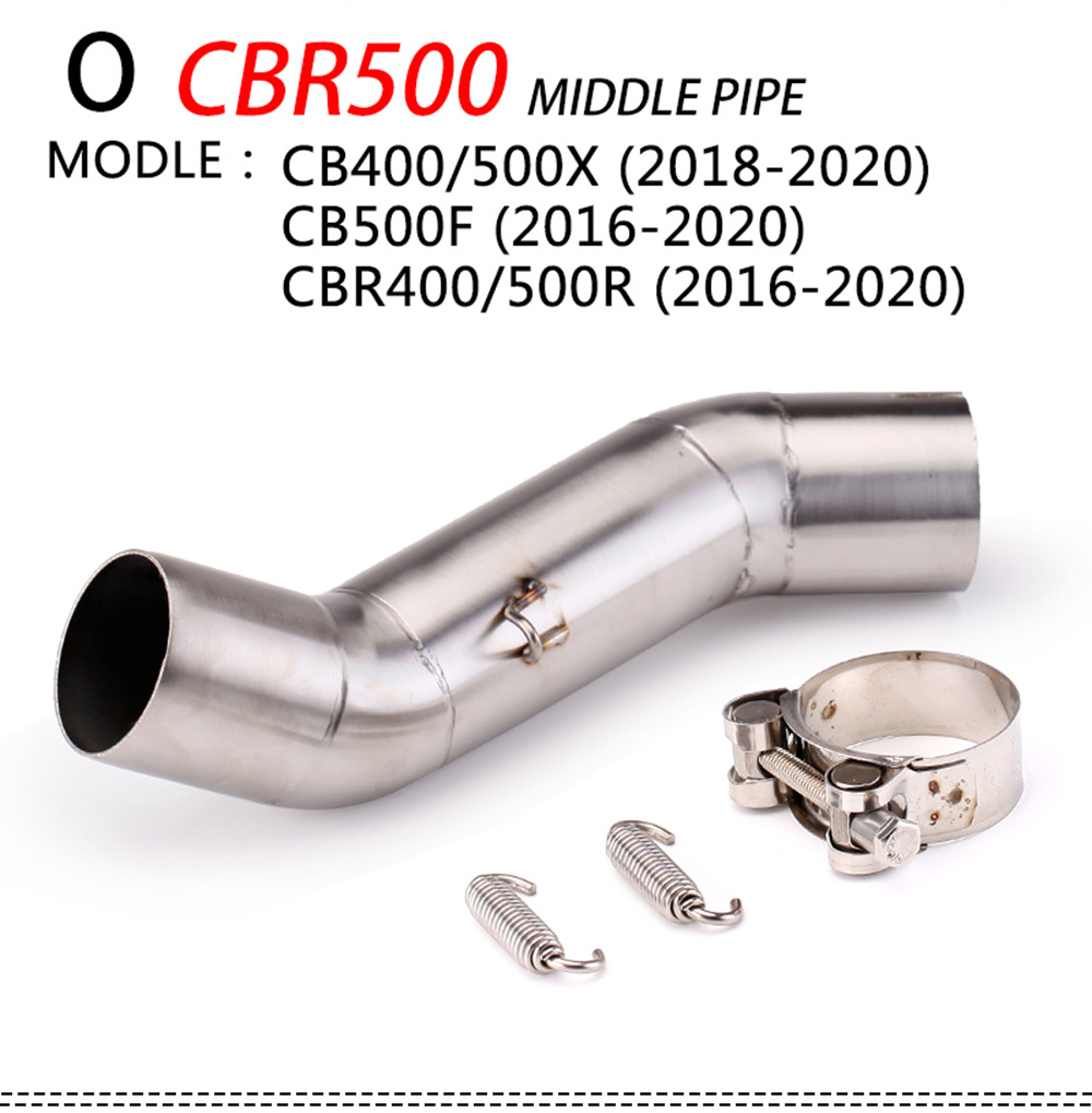 Motorcycle Modified Cbr300 Cbr500 500X Series Exhaust Pipe Modified Stainless Steel Middle Section Carbon Fiber Tail Section