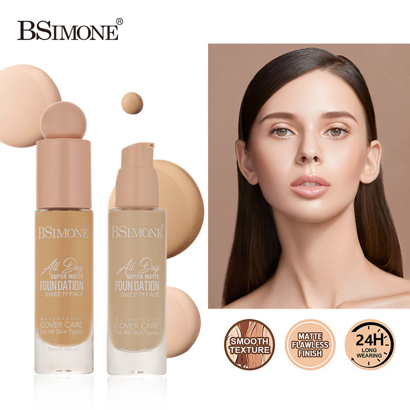 Exclusión transfronteriza, base líquida impermeable, a prueba de sudor, duradera y sin maquillaje, hidratante, piel seca, corrector en polvo, base líquida