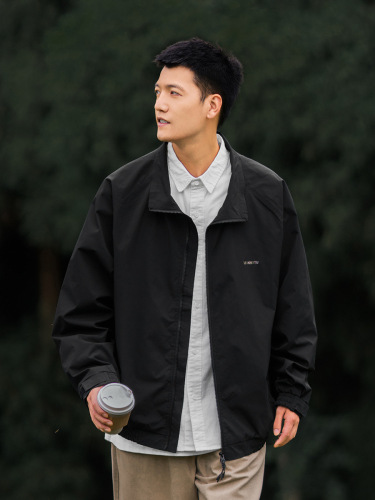 High Street City Boy Spring and Autumn Workwear Jacket Ins Japanese Casual Loose Collar Solid Color Jacket Thickened