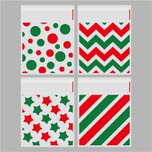 亚马逊新款条纹透明OPP自粘袋圣诞节万圣节曲奇饼干糖果包装袋