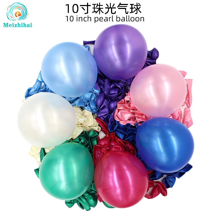 Globo nacarado grueso personalizado de 10 pulgadas decoración de la sala de bodas decoración de la fiesta de cumpleaños globo al por mayor impresión de globo grueso