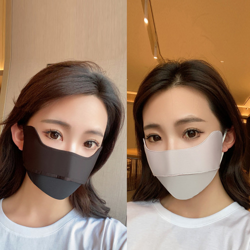  New Sun Protection Eye Corner Summer Women's Ice Silk Gradient Outdoor Ear Hanging Korean Style Sunshade Mask Wholesale