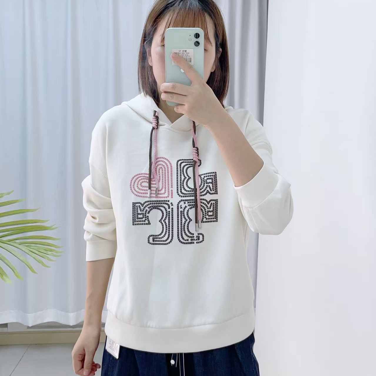 汉派品牌专柜2025早秋新款时尚百搭休闲印花连帽卫衣女317