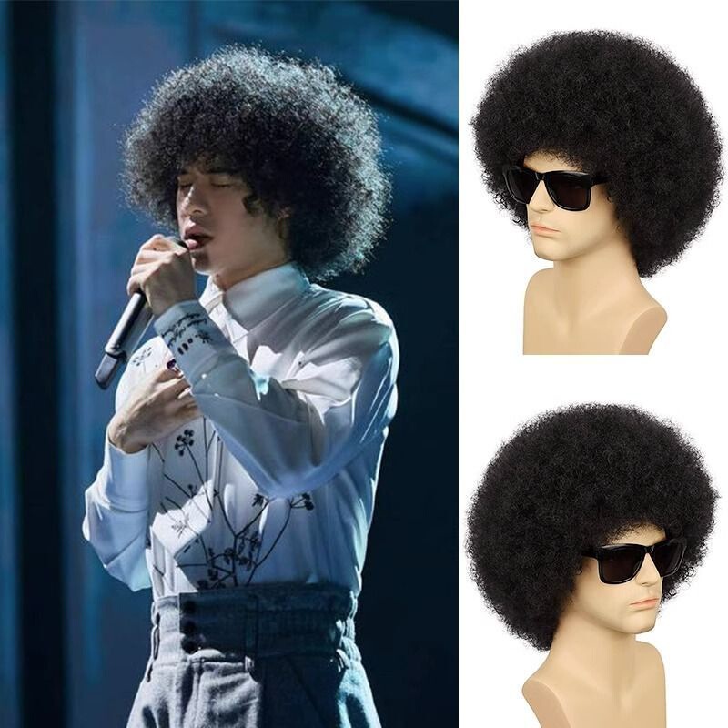 Men's Afro Wig Colin Kaepernick's Same Style Short Retro 70S African Black Wig