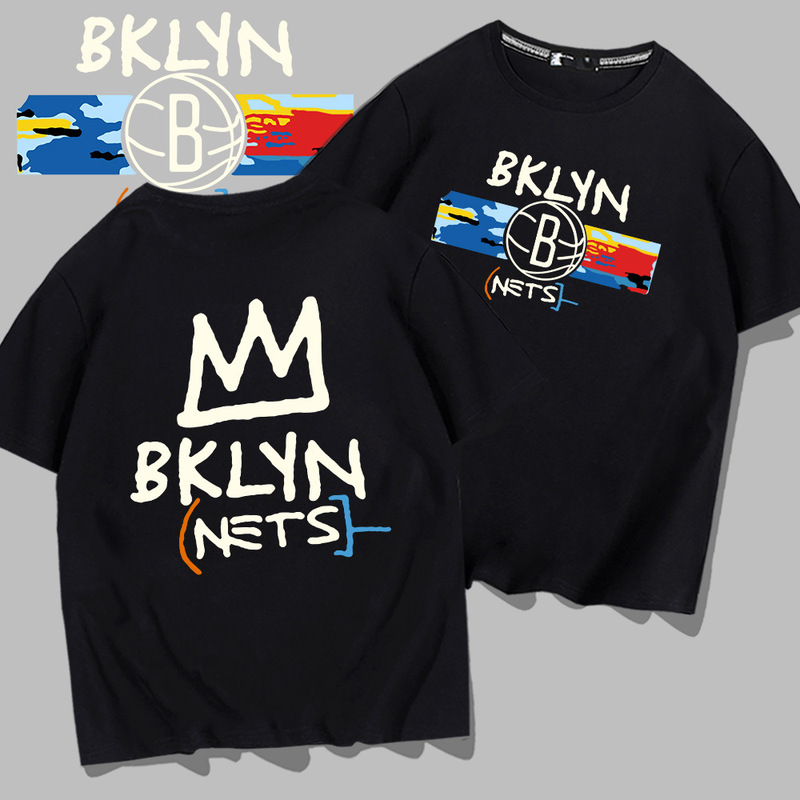 Nets Team Crown Short-sleeved T-shirt Men's and Women's Trendy Brand Summer Basketball Sports Training Clothing Youth Pure Cotton Loose Parin-child Clothing Nets Team Crown Short-sleeved T-shirt Men's and Women's Trendy Brand Summer Basketball Sports Training Clothing Youth Pure Cotton Loose Parin-child Clothing