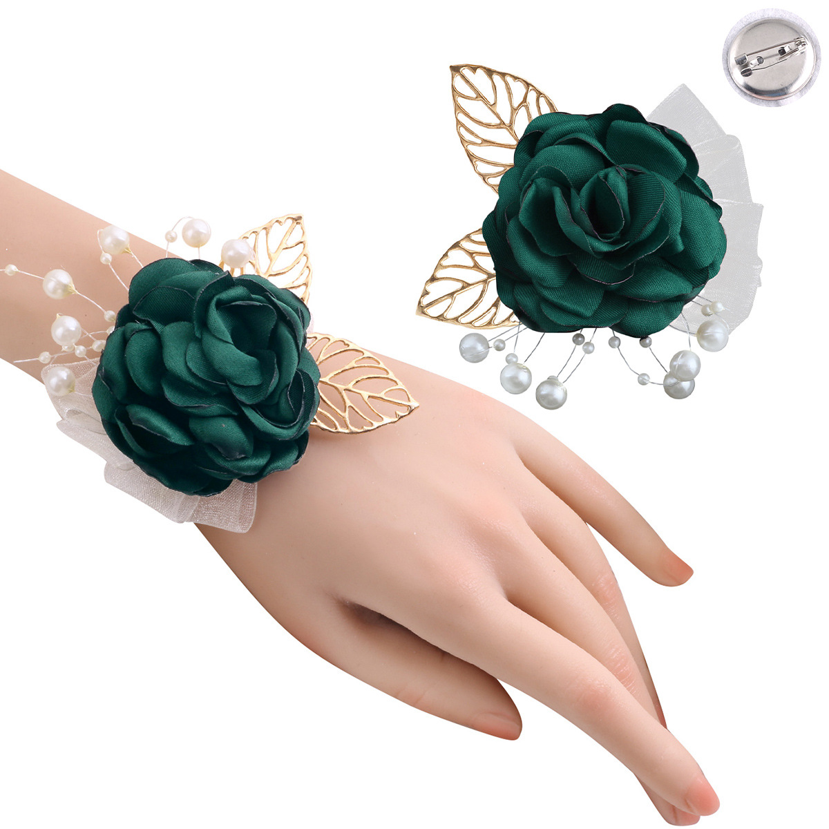 墨绿手腕花+背扣胸花.jpg
