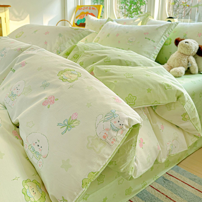 ins caricatura para niños algodón cama de cuatro piezas set 100 sábanas de flor de algodón sábanas