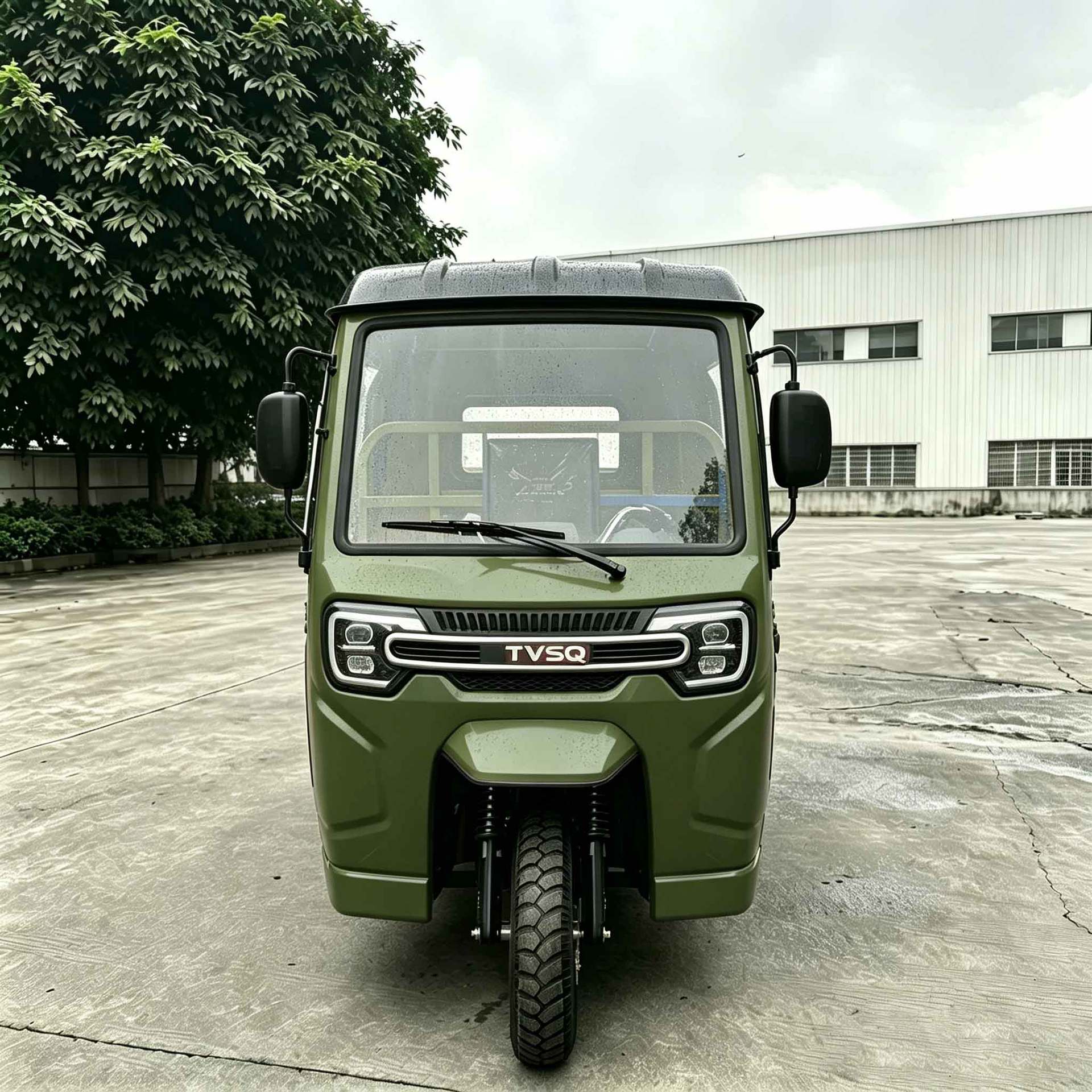 Dudu Car Manufacturer, Three-Wheeled Passenger Vehicle, Fuel-Powered Three-Wheeler for Passenger Transport, Tourist Vehicle for Scenic Spots, Military Green Model