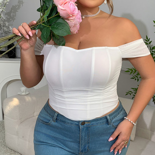 European and American Cross-Border Plus-Size mm Tops Summer New Women's Popular Hot Girl Fishbone Fashion Wrap Chest Sexy Tank Top