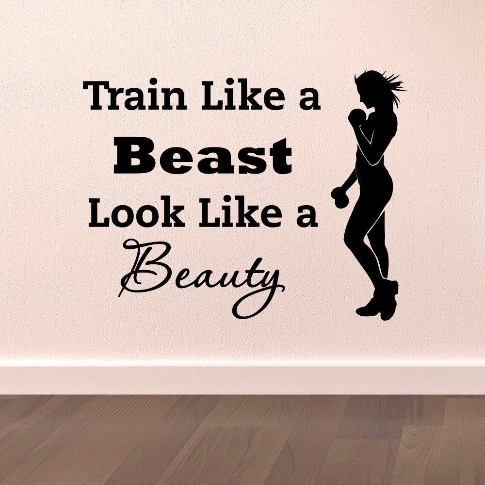 Train Like a Beast哑铃健身贴wall decor跨境亚马逊ebayDW10321