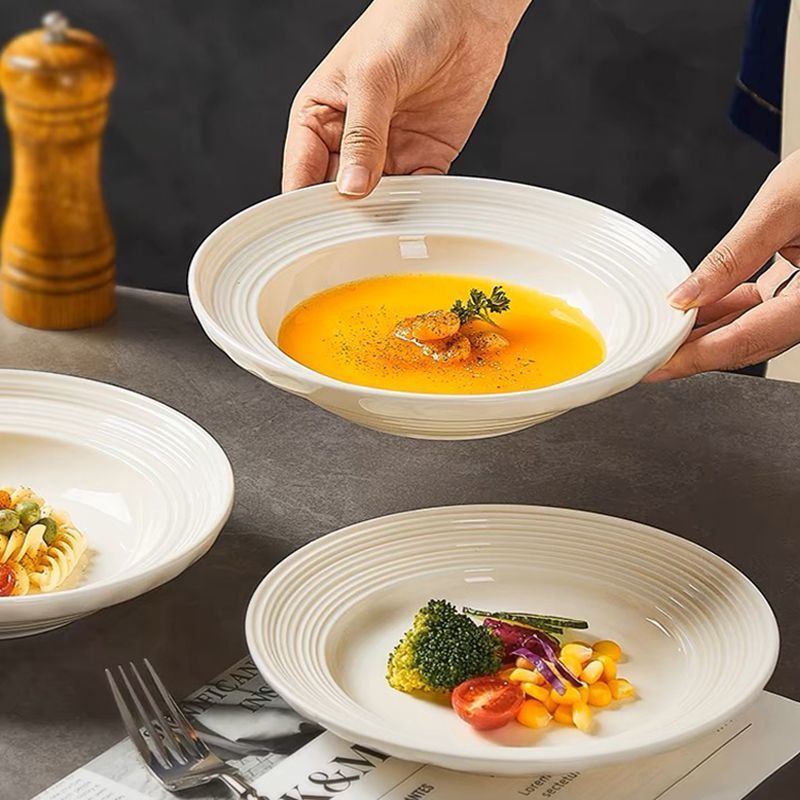プレート 家庭用 高級 インス シンプル食器 セラミック 高級深皿 スーププレート パスタサラダプレート 高級感|undefined