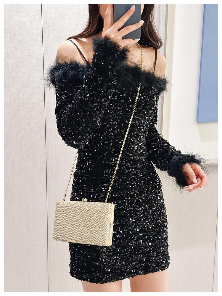 Polyester Lining Material Arylic Waves Solid Color Square Evening Bags