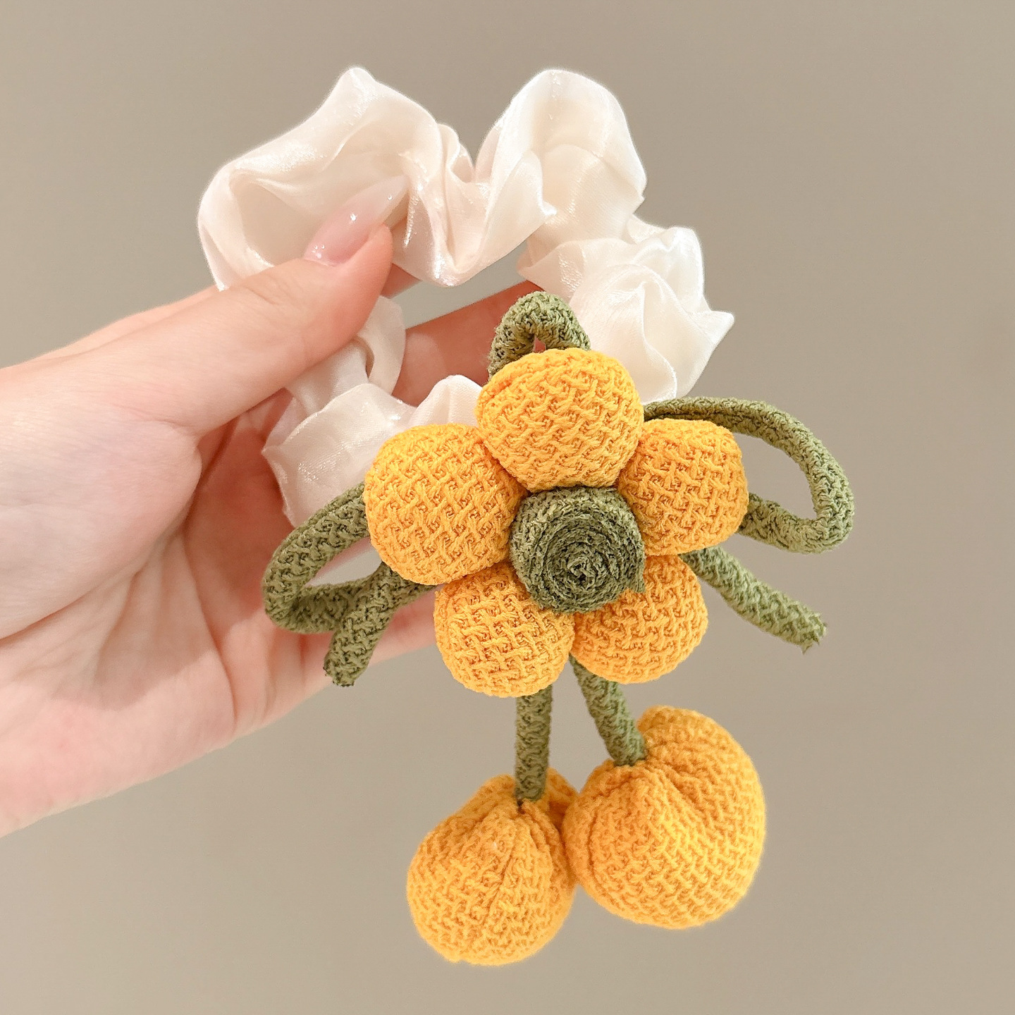 Niños dobles cabeza de bola nueva flor cuerda de cabello niñas atadas cabeza de bola anillo de cabello de cola de caballo niñas adornos para el cabello