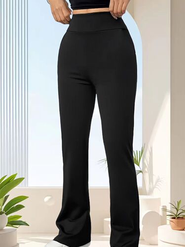 New European and American Women's High-Waisted Mini Bell Bottom Pants, European and American Bestselling Leggings Yoga Pants Casual