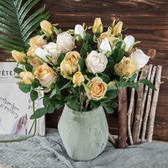 跨境婚慶家居裝飾保加利亞玫瑰INS風廠家仿真花批發假花YC1013