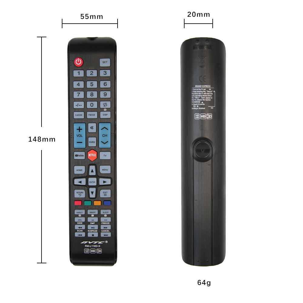 NVTC RM-L1195 X TV de comercio exterior Control remoto universal con una sola tecla Configuración de ventas directas de fábrica