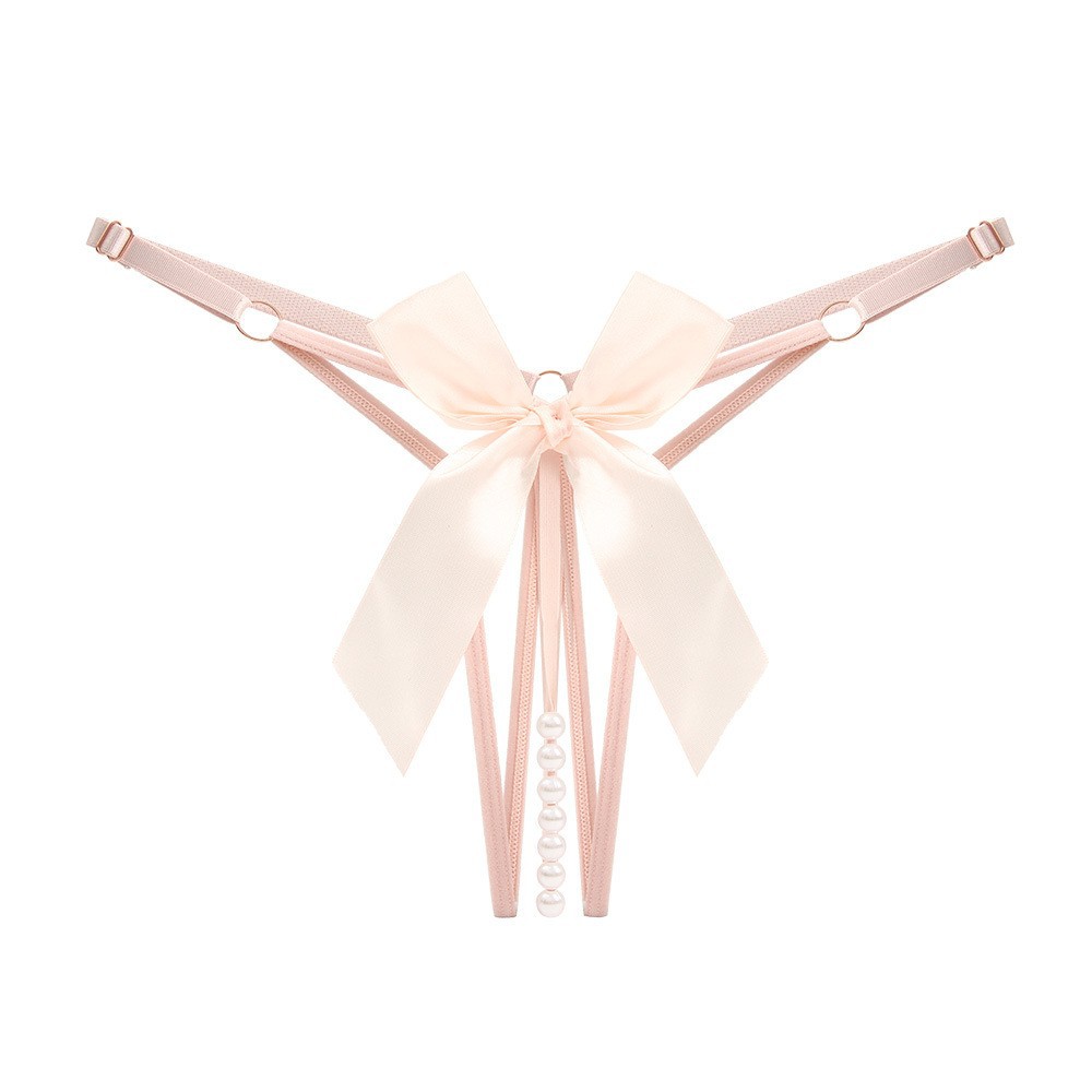 Women’s High-Waist Open-Crotch Pearl Massage Panty with Bow and Adjustable Straps — detail image 10