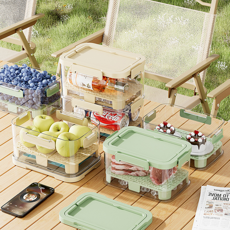 Caja de preservación portátil portátil al aire libre picnic cesta de mano caja de bento camping primavera caja de preservación de frutas portátil
