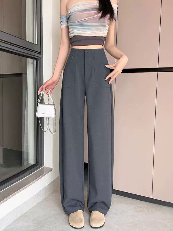 細身のスーツパンツ レディース 秋 2025 新作 カジュアル ゆったり ストレート ハイウエスト 着痩せ ドレープ感 万能 ロングパンツ