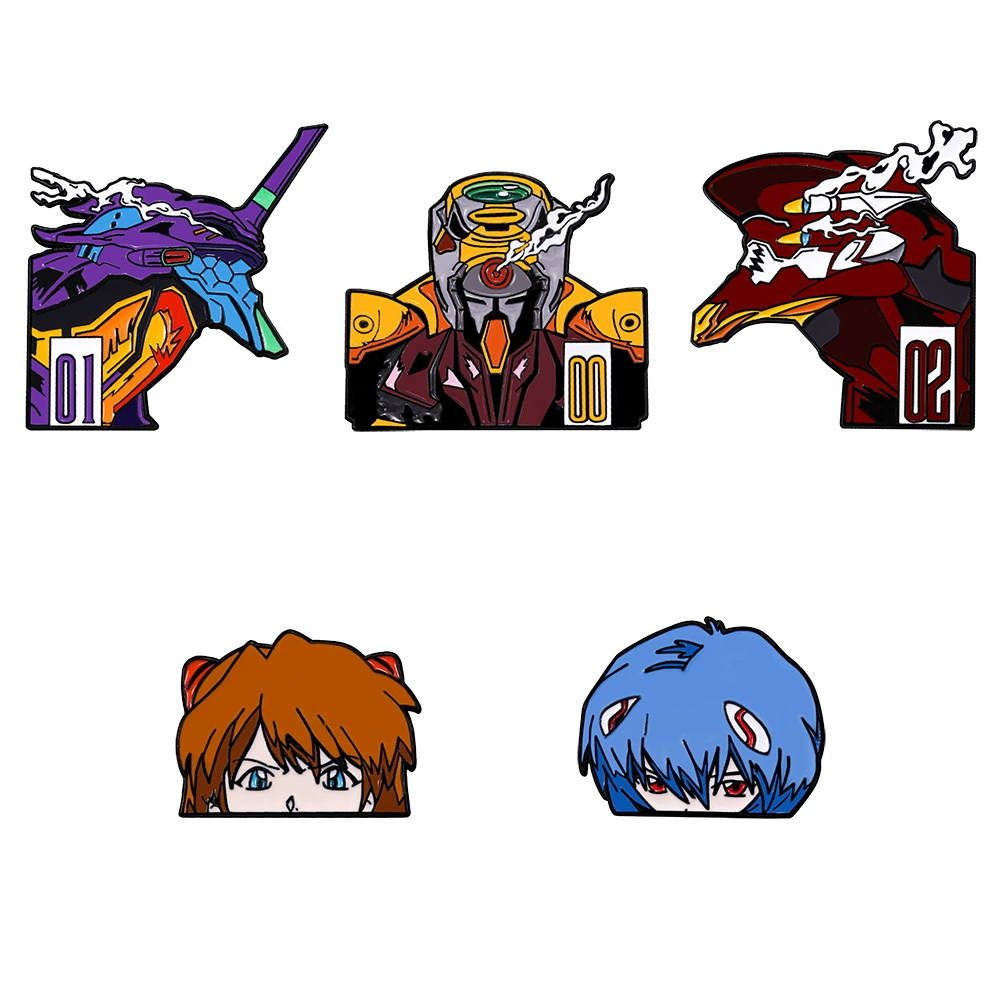 Брошь Neon Genesis Evangelion из японского аниме, периферия меха Асука, украшение для сумки, металлическая эмблема с каплей
