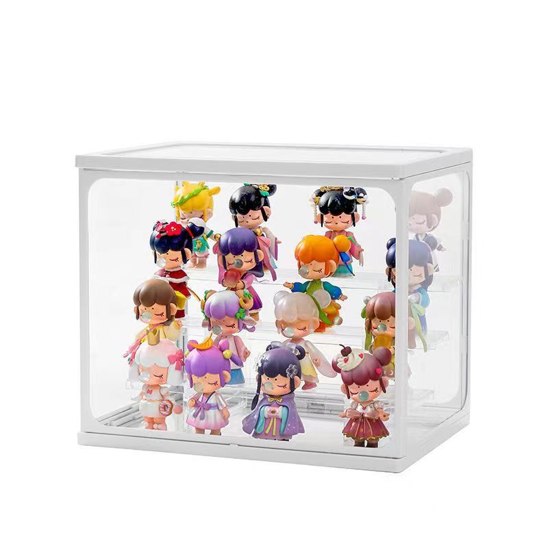 Bubble Mart Gabinete de exhibición de vidrio transparente Caja de exhibición Estante Anime Handmade Doll Caja de almacenamiento de vidrio Handmade