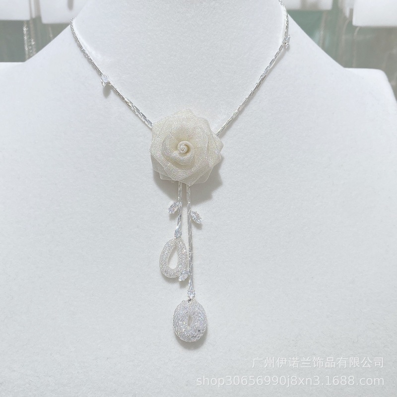 丽银/丽贝丽影蔷薇花耳环项链女仙气森系小众设计感新娘宴会饰品|undefined