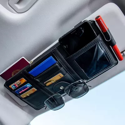 Car-Mounted Storage Double Zipper Bag Car Glasses Clip/Bill Clip
