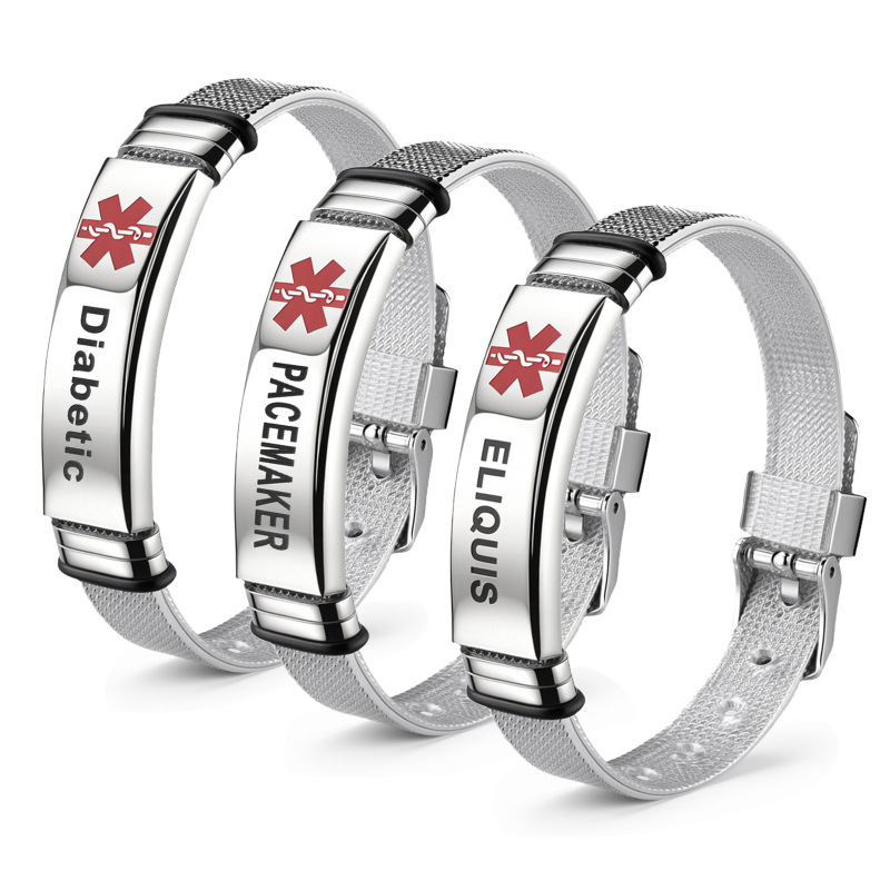Cross-Border Amazon Stainless Steel Bracelet Medical Warning Bracelet with Engraving Options DIY Adjustable Men's Jewelry Cross-Border Amazon Stainless Steel Bracelet Medical Warning Bracelet with Engraving Options DIY Adjustable Men's Jewelry