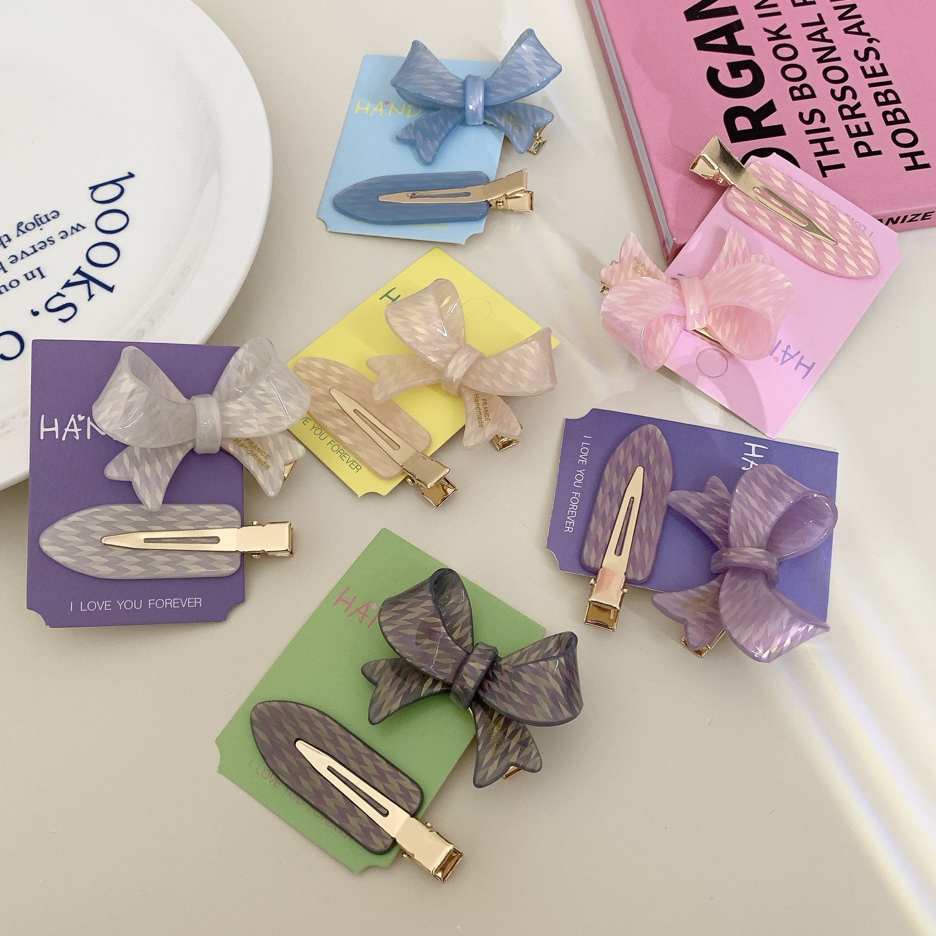 18g Weight Hair Clip Hair Accessories Type 1 Set Quantity Daily, Street Occasion Sweet Women's Bow Knot Acetic Acid Sheets Hair Clip