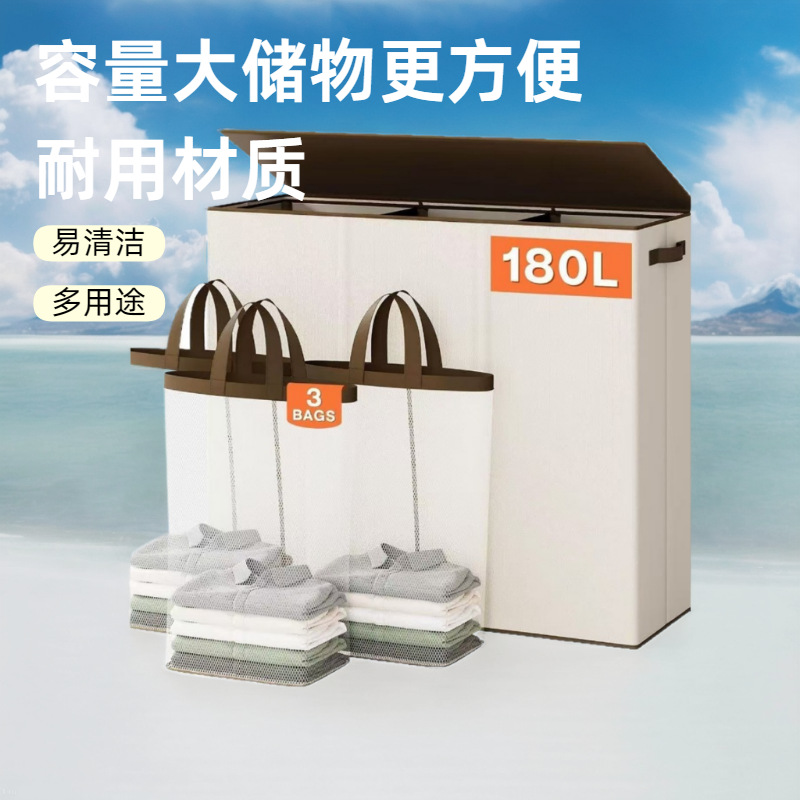 Cesta de ropa sucia transfronteriza con bolsillo interior con cubierta de bambú y madera plegable Cesta de almacenamiento de ropa sucia Cesta de ropa sucia