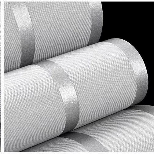 3D безвозможностная обои́ная бумага, рулон 0.53×9.5 м, полосатый серебристо‑серый для гостиной и спальни