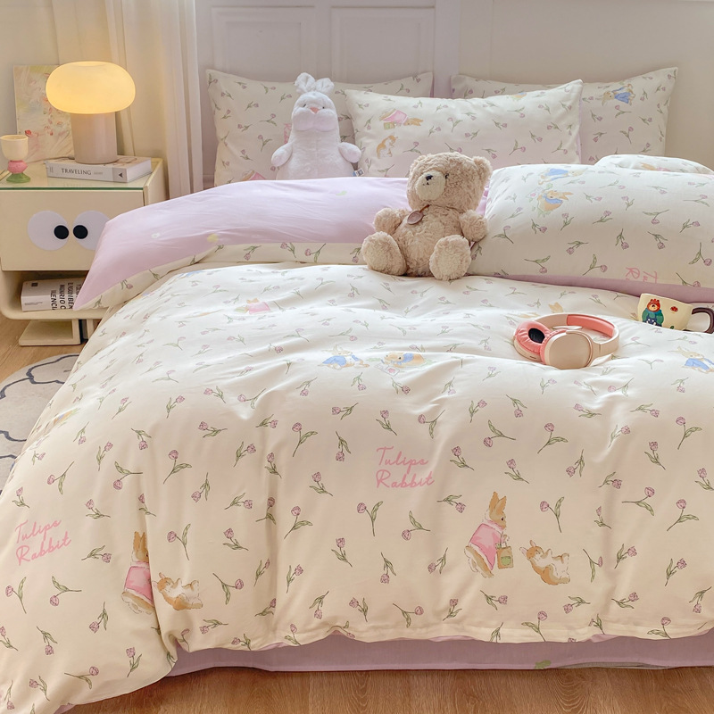 Cuatro piezas de algodón puro fresco de clase madre y niño grado ab cubierta de edredón 40 impresión doméstica de cuatro estaciones