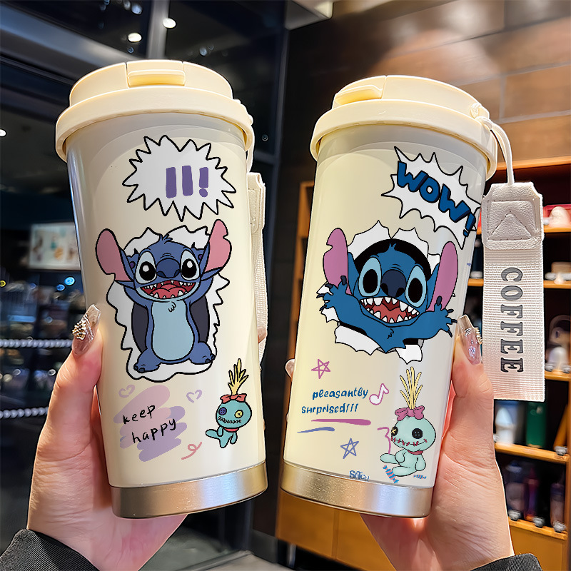 Cute Stitch Thermos Cup Cartoon 316 Stainless Steel Coffee Cup Student Kidsren Large Capacity Water Cup Female Straw Cute Stitch Thermos Cup Cartoon 316 Stainless Steel Coffee Cup Student Kidsren Large Capacity Water Cup Female Straw