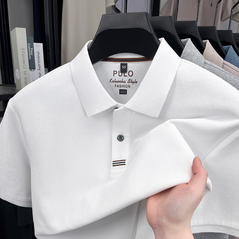 綿 100% ポロシャツ夏の新しいハイエンドメンズ半袖 Tシャツ高品質ラペル半袖トップ卸売|undefined