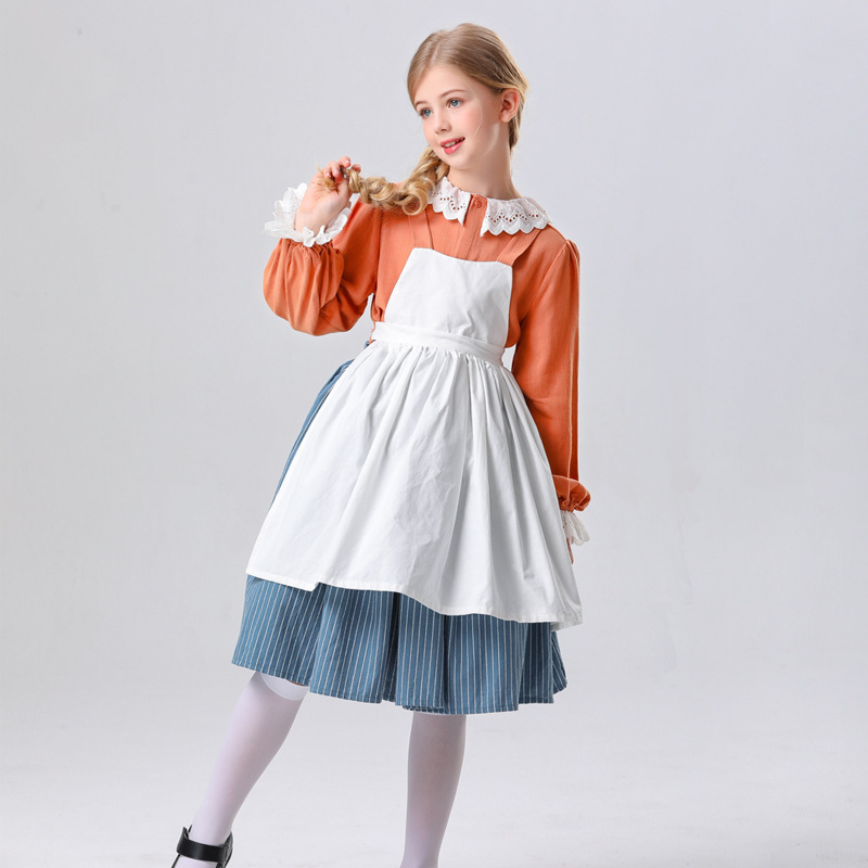 Cross-Border European and American Retro Oil Painting Style Shooting Clothes Ranch Clothes British Pastry Little Chef Costume Maid Clothes