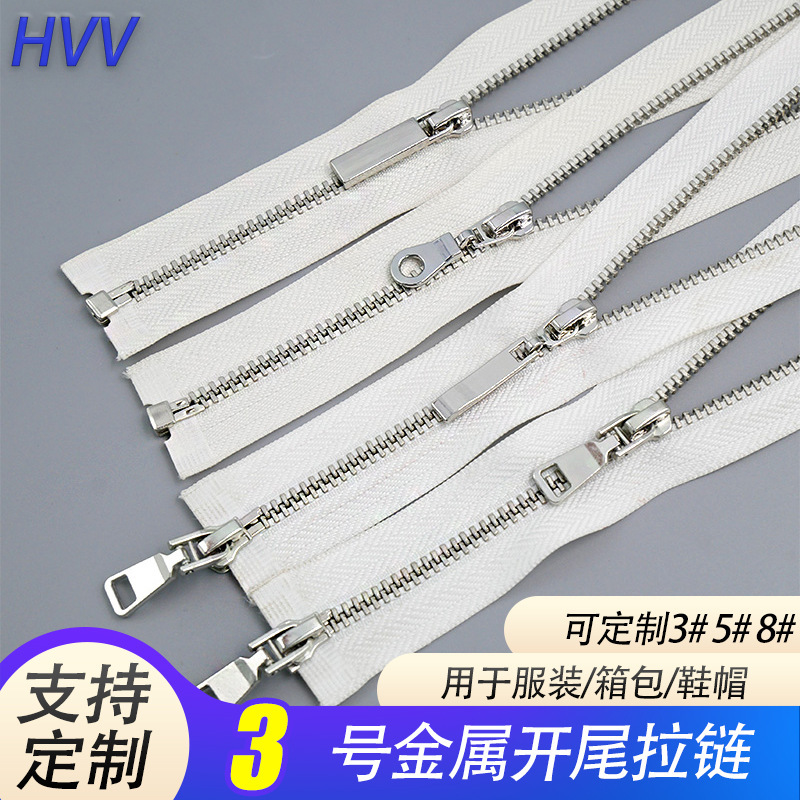 Customized No. 3 Double-Ended Zipper with Colorful Open Tail for Clothing, Silver Luggage Metal Double-Ended Zipper