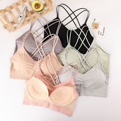 胸墊一體式乳膠美背吊帶背心聚攏無鋼圈防走光打底內衣裹胸固定杯