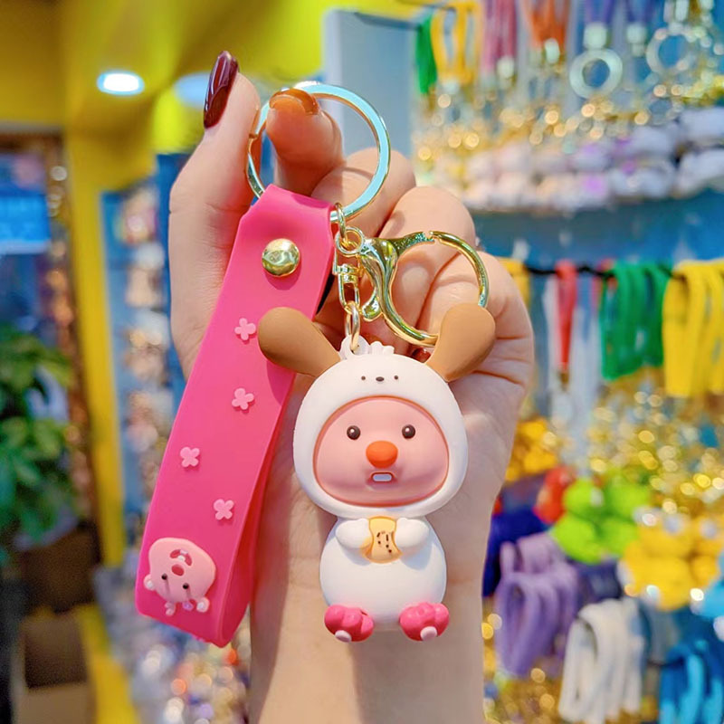 Cartoon ruby red castor pequeño muñeca tridimensional llavero colgante pareja pequeño regalo puesto mercado nocturno