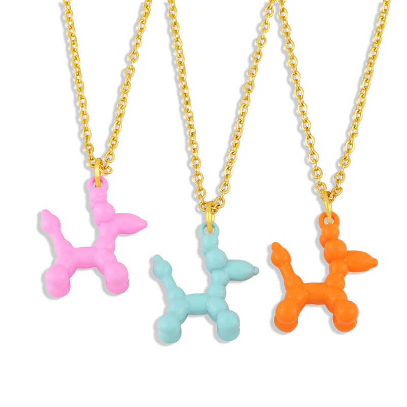 wholesale simple solid color puppy shape pendant necklace Nihaojewelry