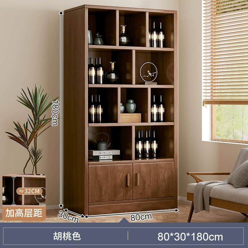 Solid Wood Wine Cabinet Home Living Room Storage Rack Display Cabinet Commercial Simple Small Entrance Cabinet Wall Partition Cabinet Wine Rack
