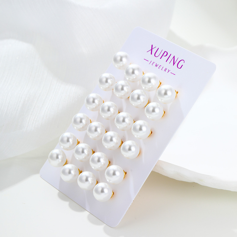 Aretes de Perla de Imitación de Aleación de Cobre Galvanizados para Mujer